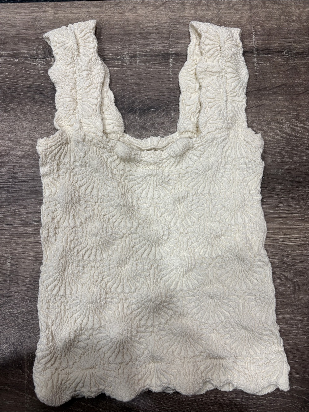 Free People Cream Textured Floral Tank